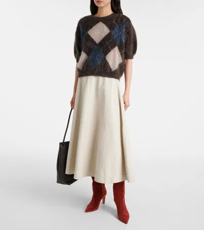 Lisa Yang Juniper Argyle Knitted Cashmere Top In Brown