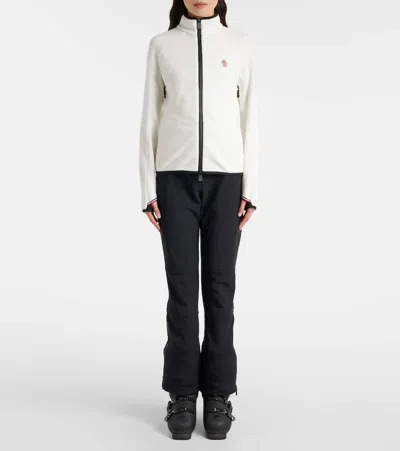 Moncler High Collar Fleece Sweatshirt With Contrast Trim In Purple