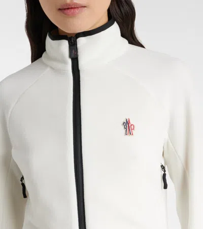 Moncler High Collar Fleece Sweatshirt With Contrast Trim In Purple