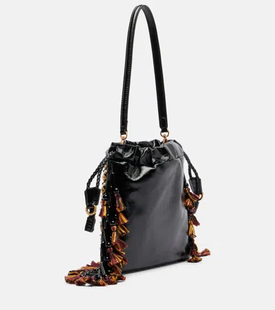 Etro Kalispera Medium Leather Bucket Bag In Black