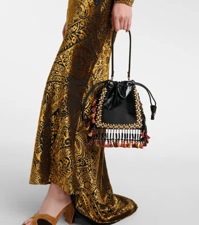 Etro Kalispera Medium Leather Bucket Bag In Black