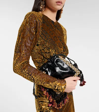 Etro Kalispera Medium Leather Bucket Bag In Black