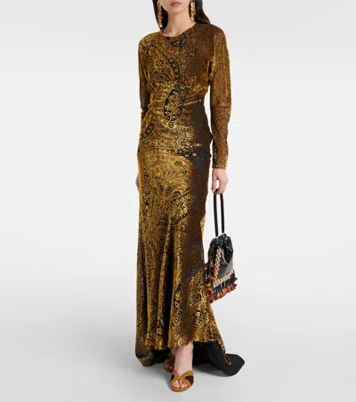 Etro Kalispera Medium Leather Bucket Bag In Black