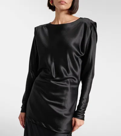 Saint Laurent Silk Satin Top In Black