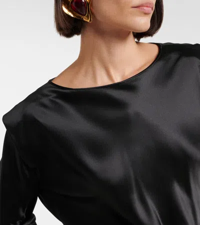 Saint Laurent Silk Satin Top In Black