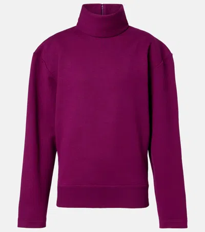 Saint Laurent Cotton-jersey Turtleneck Sweatshirt In Pink