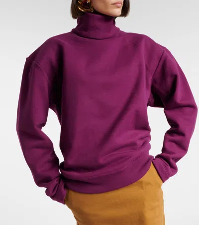 Saint Laurent Cotton-jersey Turtleneck Sweatshirt In Pink