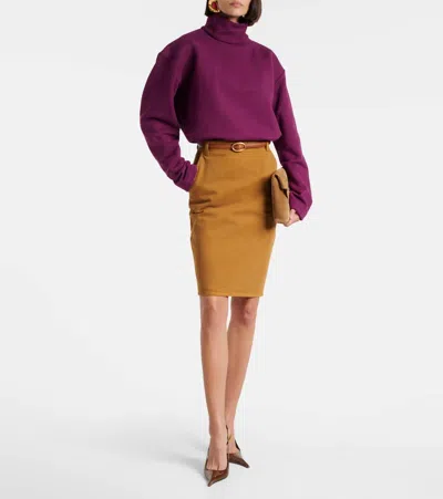 Saint Laurent Cotton-jersey Turtleneck Sweatshirt In Pink