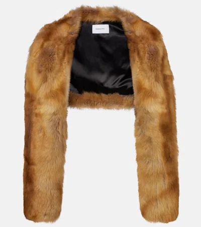 Ferragamo Cropped Shearling Jacket In Brown
