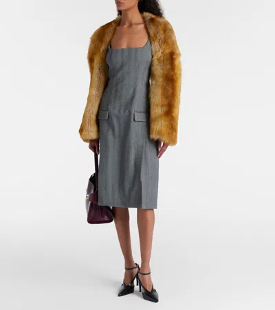 Ferragamo Cropped Shearling Jacket In Brown