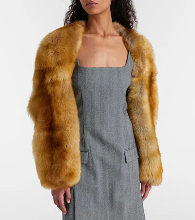 Ferragamo Cropped Shearling Jacket In Brown