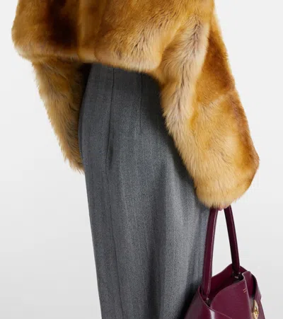 Ferragamo Cropped Shearling Jacket In Brown