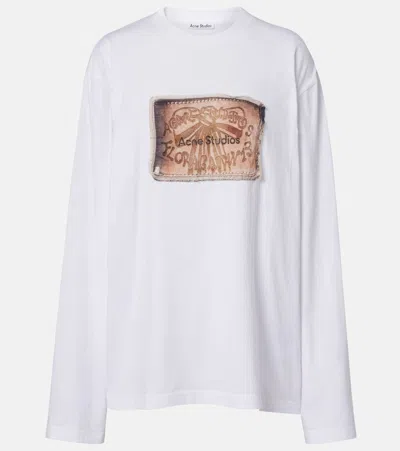 Acne Studios Printed Cotton Jersey Top In White