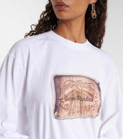 Acne Studios Printed Cotton Jersey Top In White