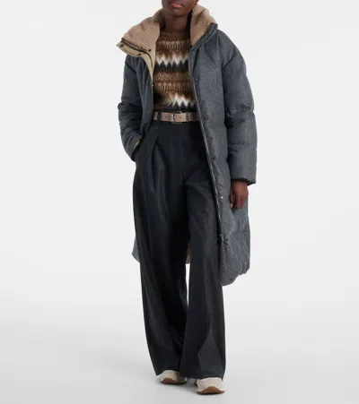 Brunello Cucinelli Shearling-lined Suede Low-top Sneakers In Animal Print