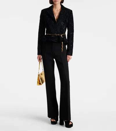 Etro High-rise Wool Flared Pants In Black