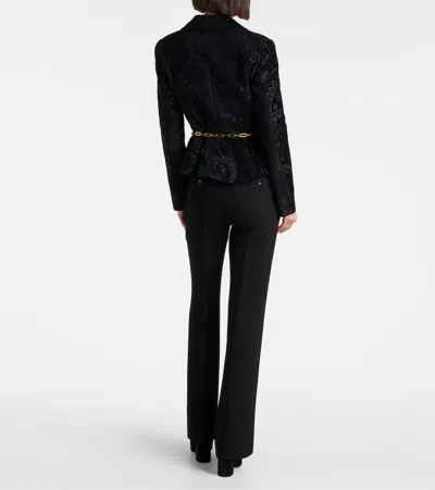 Etro High-rise Wool Flared Pants In Black