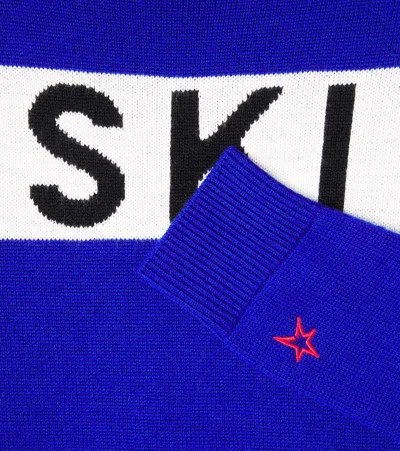 Perfect Moment Intarsia Wool Turtleneck Sweater In Blue