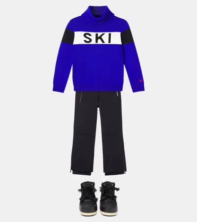 Perfect Moment Intarsia Wool Turtleneck Sweater In Blue