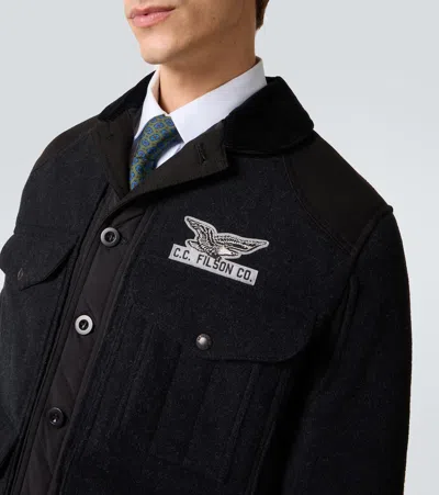 Junya Watanabe X Filson Embroidered Quilted Wool Field Jacket In Black