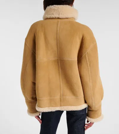 Nour Hammour Portia Shearling-lined Suede Jacket In Brown