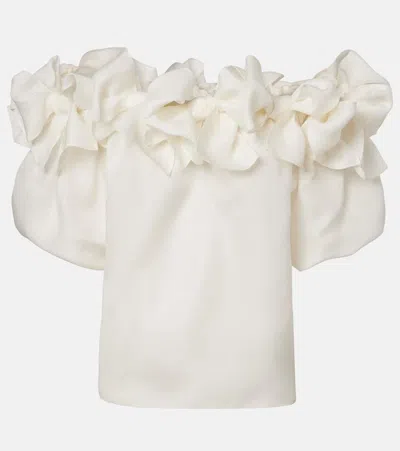 Carolina Herrera Off-shoulder Silk Top In White