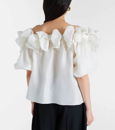 Carolina Herrera Off-shoulder Silk Top In White