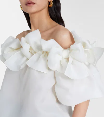 Carolina Herrera Off-shoulder Silk Top In White