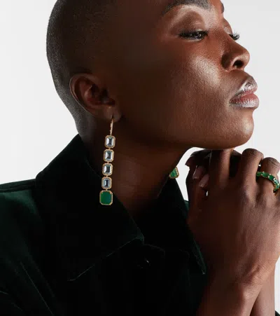 Shay Jewelry Tier Portrait 18kt Gold Drop Earrings With Topaz, Agate, And Diamonds In Multi