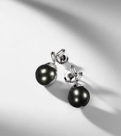 Suzanne Kalan 18kt White Gold Earrings With Diamonds And Pearls In Gray