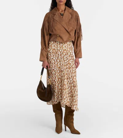 Rixo London Darragh Suede Jacket In Brown