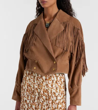 Rixo London Darragh Suede Jacket In Brown