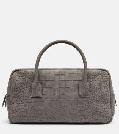 Calvin Klein Collection America Medium Leather Tote Bag In Gray