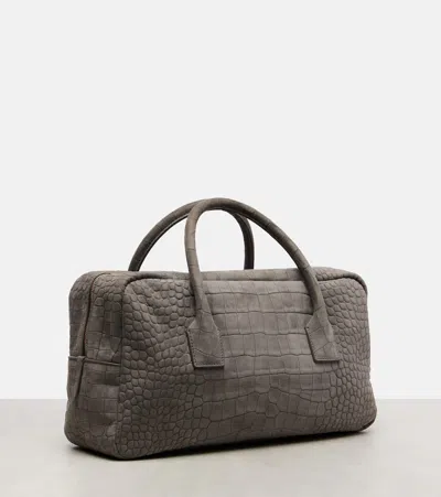 Calvin Klein Collection America Medium Leather Tote Bag In Gray