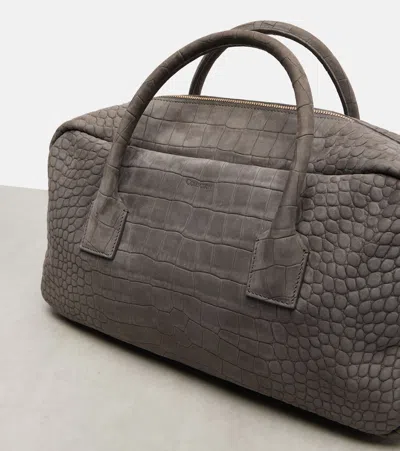 Calvin Klein Collection America Medium Leather Tote Bag In Gray