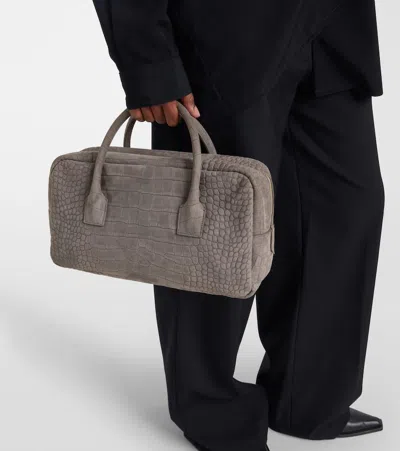 Calvin Klein Collection America Medium Leather Tote Bag In Gray