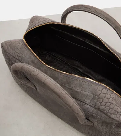 Calvin Klein Collection America Medium Leather Tote Bag In Gray