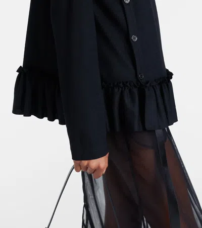 Noir Kei Ninomiya Ruffled Wool Top In Black