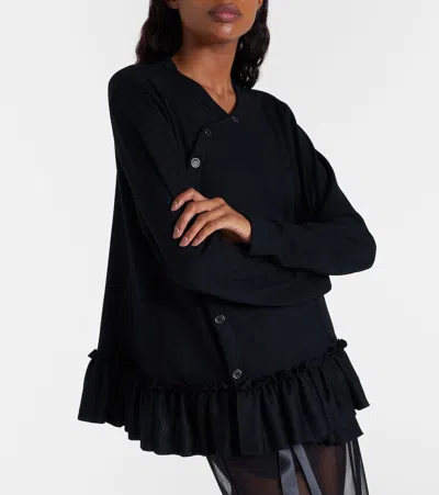 Noir Kei Ninomiya Ruffled Wool Top In Black