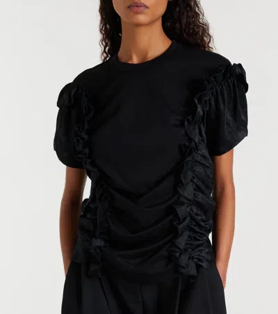 Noir Kei Ninomiya Ruffled Cotton Top In Black