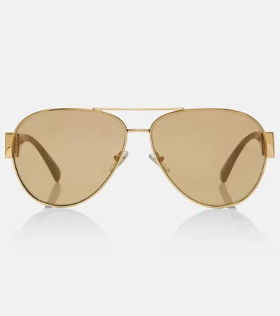Versace Greca Aviator Sunglasses In Gold
