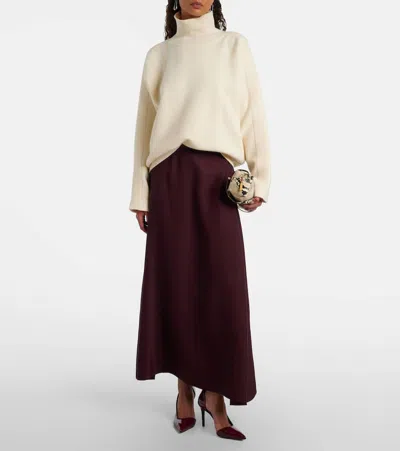 Fforme Carina Satin Maxi Skirt In Burgundy