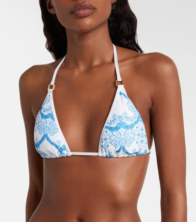 Melissa Odabash Malta Printed Bikini Top In White