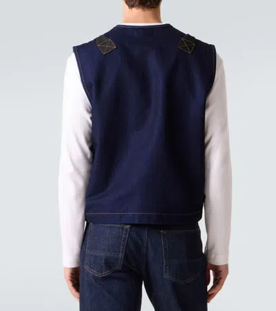 Stone Island Indigo Blue Zip Vest In Cotton Blend