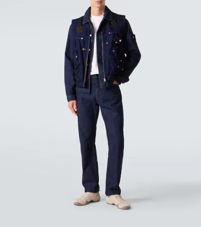 Stone Island Indigo Blue Zip Vest In Cotton Blend