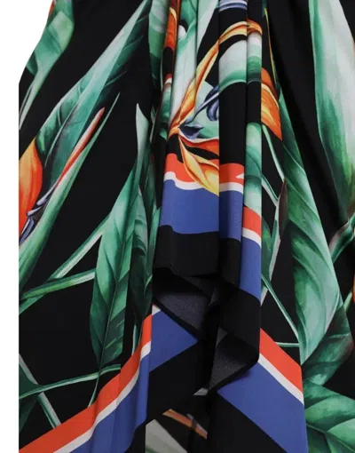 Pre-owned Dolce & Gabbana Black Strelitzia High Waist Wrap Midi Women's Skirt ()