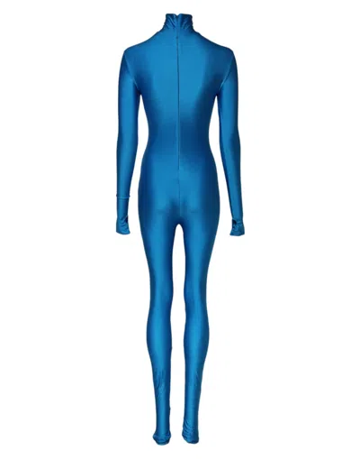 Pre-owned Dolce & Gabbana Blue Nylon Turtleneck Bodycon Jumpsuit Women's Dress ()