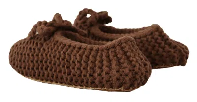 Dolce & Gabbana Brown Slip On Ballerina Flats Wool Knit Women's Shoes In Brown