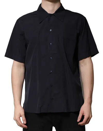 Pre-owned Dolce & Gabbana Dark Blue Cotton Short Sleeves Casual Men's Shirt ()