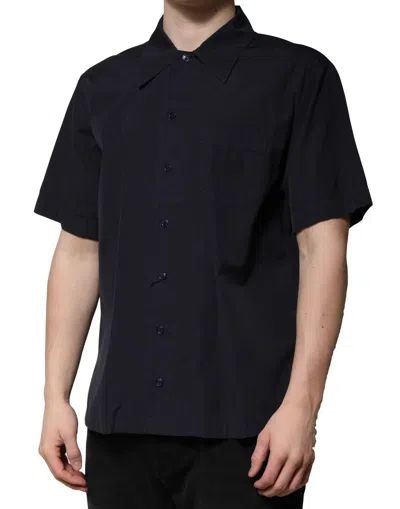 Pre-owned Dolce & Gabbana Dark Blue Cotton Short Sleeves Casual Men's Shirt ()
